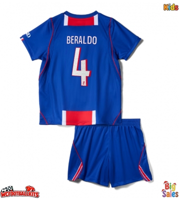 Paris Saint-Germain Lucas Beraldo #4 Replica Home Stadium Kit for Kids 2026-27 Short Sleeve (+ pants)